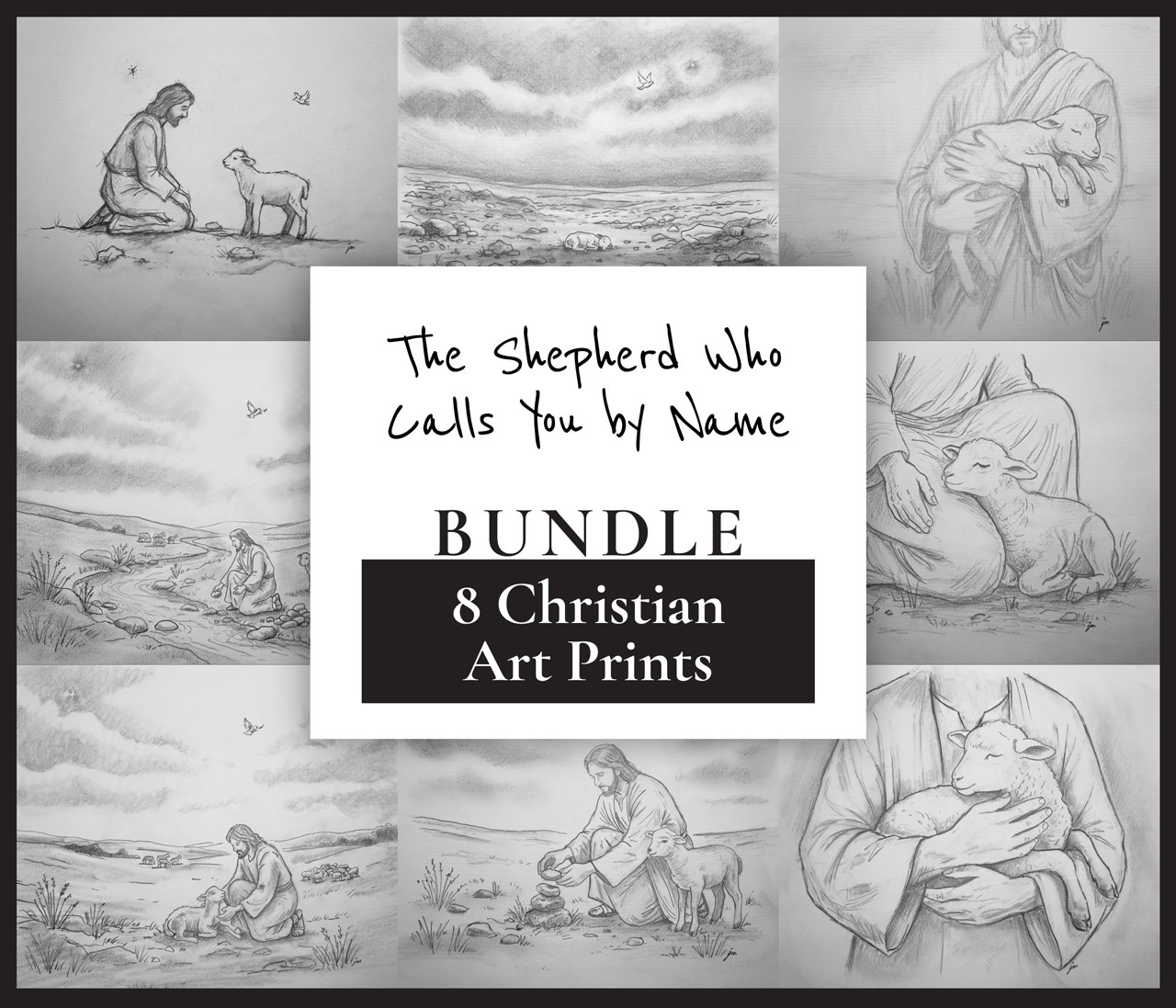 The Shepherd Who Calls You by Name — 8 Christian Art Prints bundle