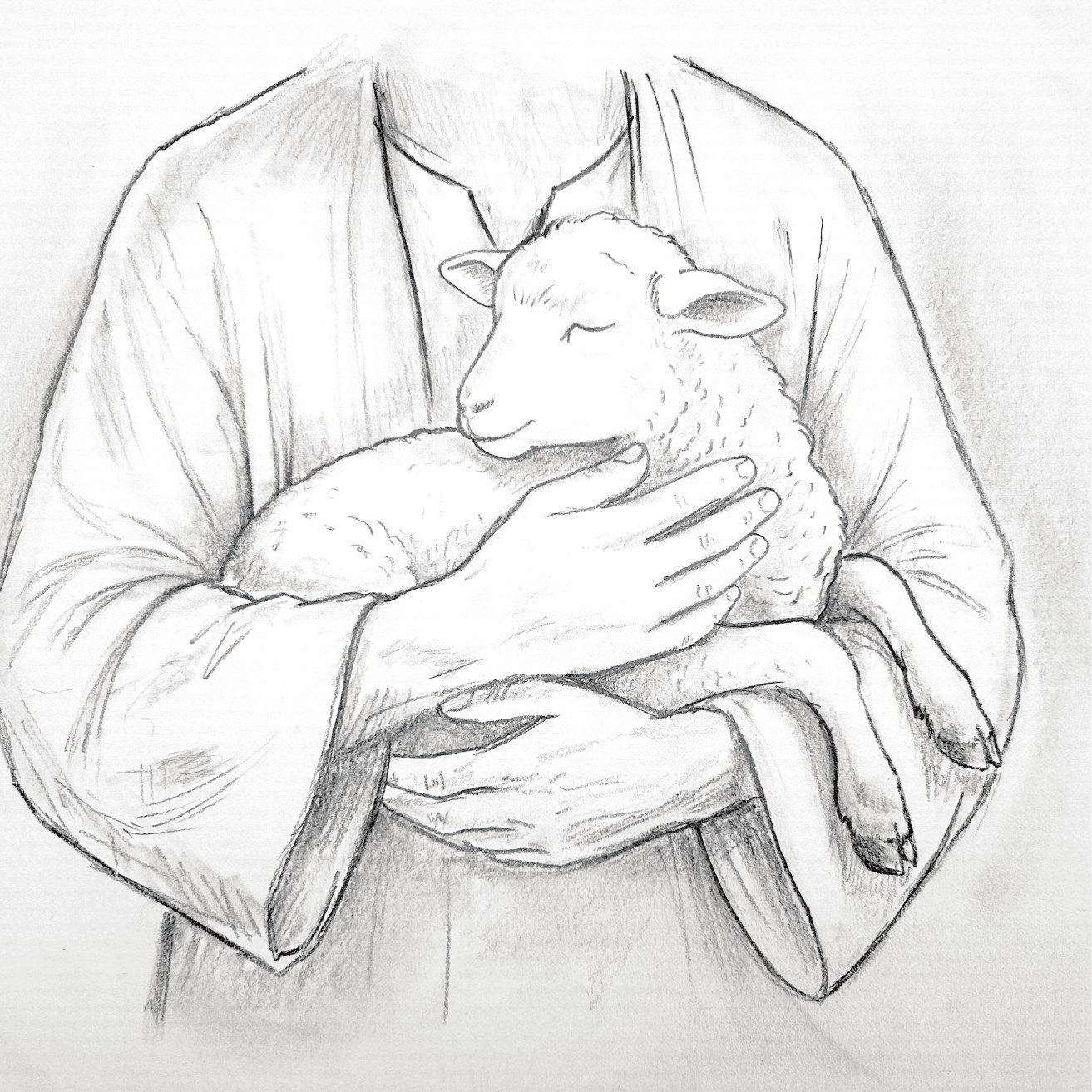 Interior illustration: the Shepherd carries the lamb in his arms