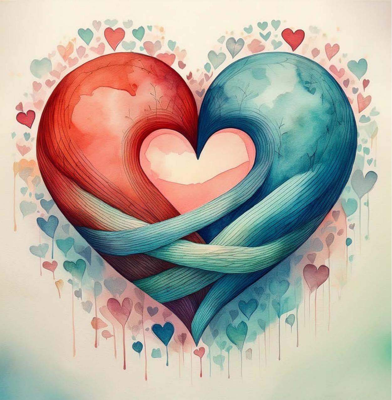 Interior illustration: a cosmic heart against a field of stars