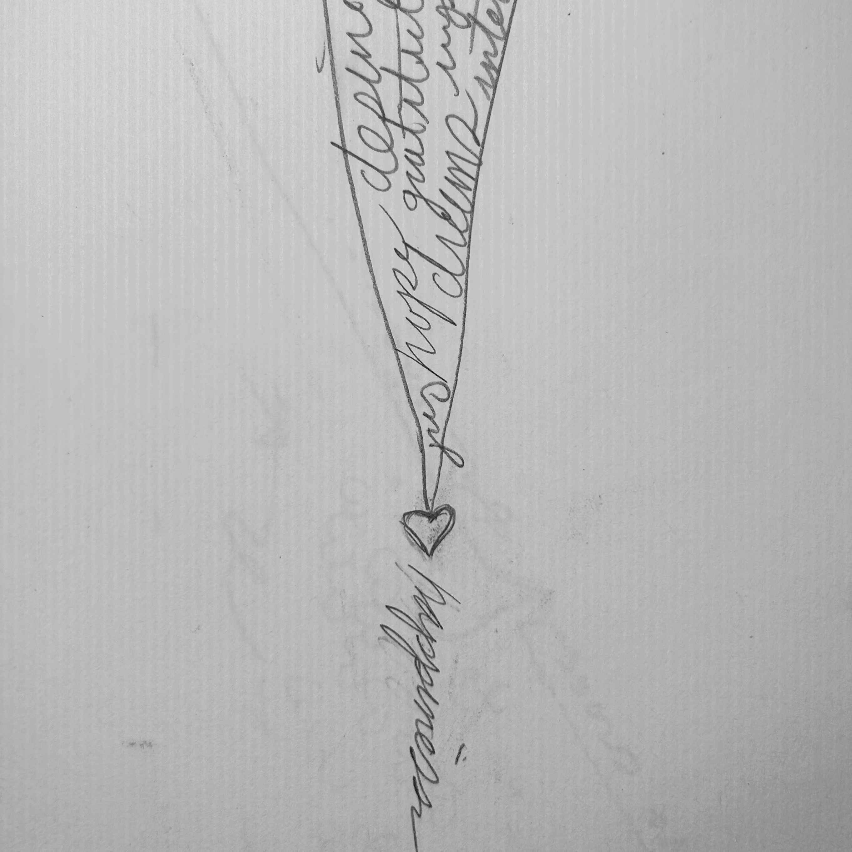 A funnel of words flowing into a small heart below